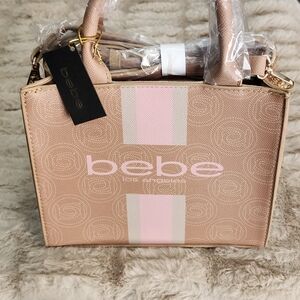 NWT Bebe Pink & Tan Vegan Leather Small Crossbody Bag